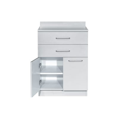 Viva Comfort 36'' H x 24" W Exam Room Medical Cabinet with 24" W Right Side Desk, 2 Door, 2 Drawer, Gray (902-24-GRY-AO)