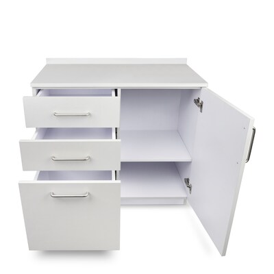 Viva Comfort 36'' H x 36" W Exam Room Medical Cabinet with 24" Right Side Desk, 3 Drawers, Gray (90236-NS-GRY-AO)
