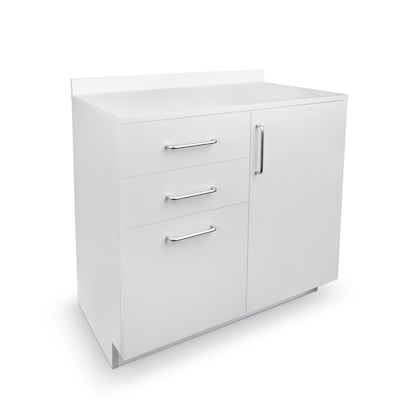 Viva Comfort 36'' H x 36" W Exam Room Medical Cabinet with 24" Right Side Desk, 3 Drawers, Gray (90236-NS-GRY-AO)