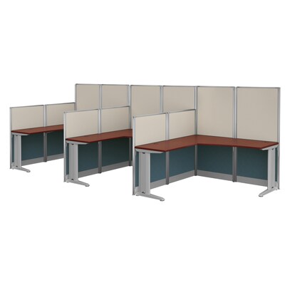 Regency Instant Office 63H x 193.5W 3 Person L-Shaped Cubicle Panel Workstation, Hansen Cherry (IO36494-03K-3P)