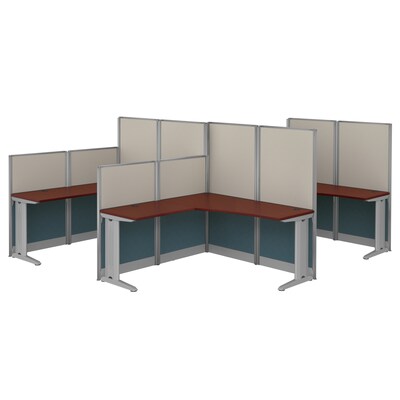Regency Instant Office 63"H x 193.5"W 3 Person L-Shaped Cubicle Panel Workstation, Hansen Cherry (IO36494-03K-3P)