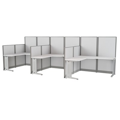 Regency Instant Office 63H x 193.5W 3 Person L-Shaped Cubicle Panel Workstation, Pure White (IO36194-03K-3P)