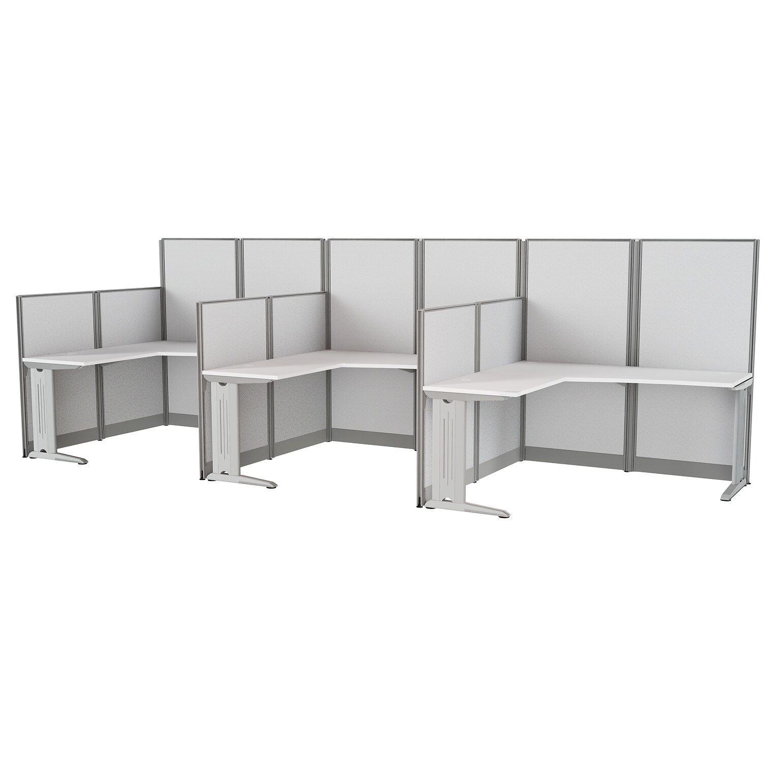 Regency Instant Office 63H x 193.5W 3 Person L-Shaped Cubicle Panel Workstation, Pure White (IO36194-03K-3P)