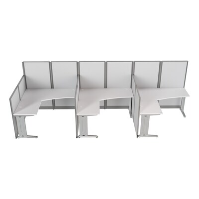 Regency Instant Office 63"H x 193.5"W 3 Person L-Shaped Cubicle Panel Workstation, Pure White (IO36194-03K-3P)