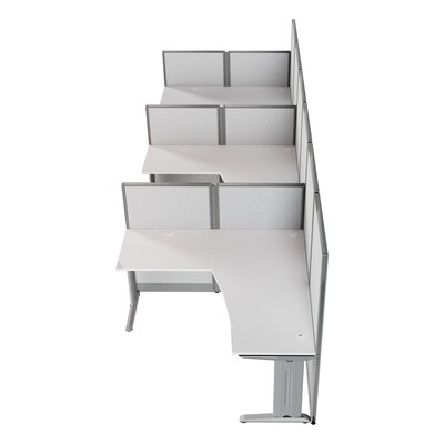Regency Instant Office 63"H x 193.5"W 3 Person L-Shaped Cubicle Panel Workstation, Pure White (IO36194-03K-3P)