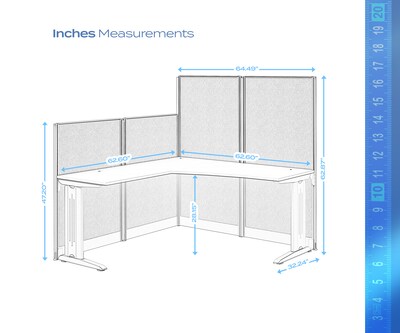 Regency Instant Office 63"H x 193.5"W 3 Person L-Shaped Cubicle Panel Workstation, Pure White (IO36194-03K-3P)