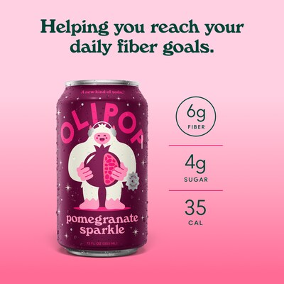 Olipop Prebiotic Pomegranate Sparkle, Caffeine Free, 12 fl oz, 12 Cans/Carton (9062)