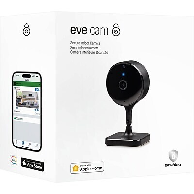 Eve Cam 1080p Smart Indoor Wi-Fi Indoor Camera with Night Vision, Black (10028025)