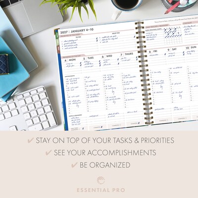 2027 Excello Brands 9.3" x 11" Weekly & Monthly Planner, Paperboard Cover, Tree Seasons (ESPRO-DLX-CY27-8511-20)