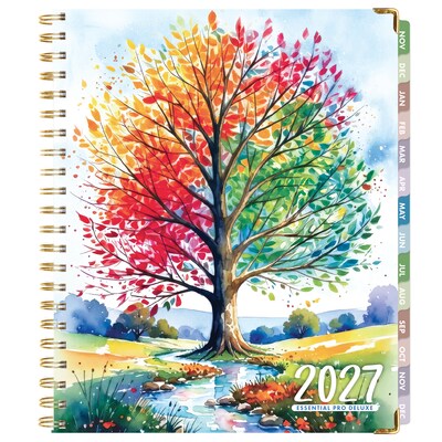 2027 Excello Brands 9.3" x 11" Weekly & Monthly Planner, Paperboard Cover, Tree Seasons (ESPRO-DLX-CY27-8511-20)