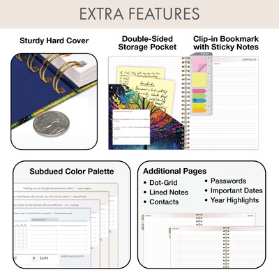 2027 Excello Brands 9.3" x 11" Weekly & Monthly Planner, Paperboard Cover, Black Tree Seasons (ESPRO-DLX-CY27-8511-32)