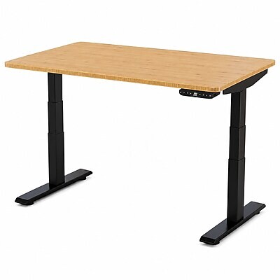 Uncaged Ergonomics Rise Up 60W Electric Rectangular Adjustable Bamboo Standing Desk, Natural (RUBB)