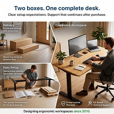 Uncaged Ergonomics Rise Up 60"W Electric Rectangular Adjustable Bamboo Standing Desk, Natural (RUBB)