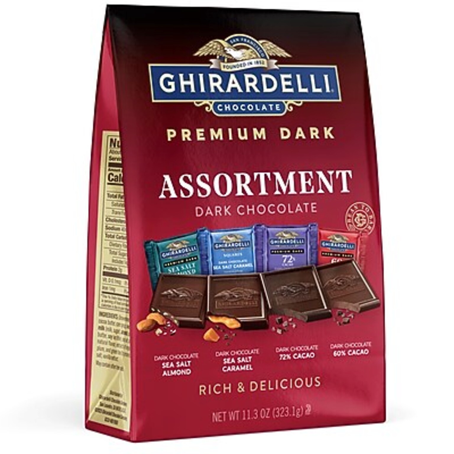 Ghirardelli Premium Dark Chocolate Squares Assortment, 11.3 oz Bag (MSD43479)