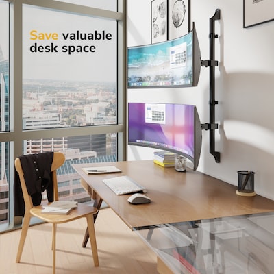 Mount-It! Adjustable Dual Stacking Monitor Wall Mount for Monitors up to 49, Matte Black (MI-12019)