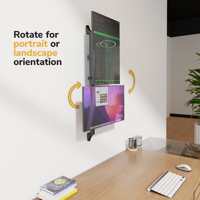Mount-It! Adjustable Dual Stacking Monitor Wall Mount for Monitors up to 49", Matte Black (MI-12019)