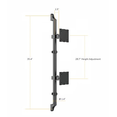 Mount-It! Adjustable Dual Stacking Monitor Wall Mount for Monitors up to 49", Matte Black (MI-12019)