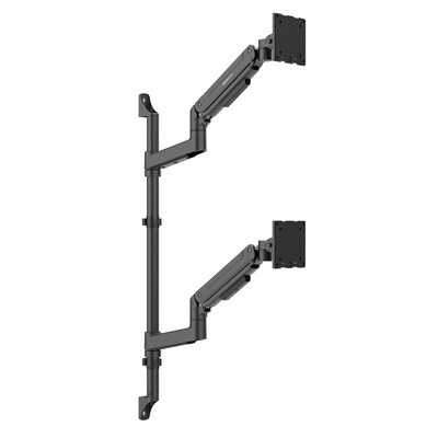 Mount-It! Adjustable Dual Stacking Monitor Wall Mount, Gas Spring Arms, up to 49, Holds 44 lbs., Matte Black (MI-12020)