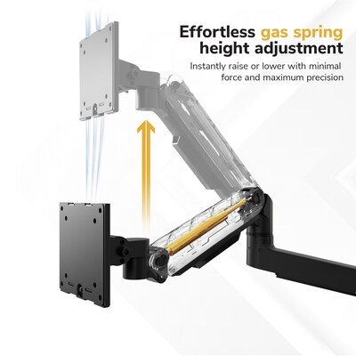 Mount-It! Adjustable Dual Stacking Monitor Wall Mount, Gas Spring Arms, up to 49", Holds 44 lbs., Matte Black (MI-12020)