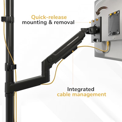 Mount-It! Adjustable Dual Stacking Monitor Wall Mount, Gas Spring Arms, up to 49", Holds 44 lbs., Matte Black (MI-12020)