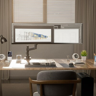 Mount-It! Adjustable Single Mount with Gas Spring Arm for Monitors up to 49, Holds up to 44 lbs., Matte Black (MI-12017)