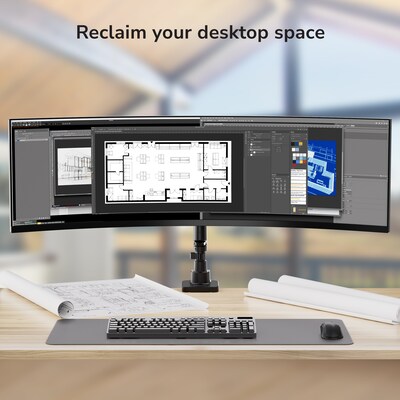 Mount-It! Adjustable Single Mount with Gas Spring Arm for Monitors up to 49", Holds up to 44 lbs., Matte Black (MI-12017)