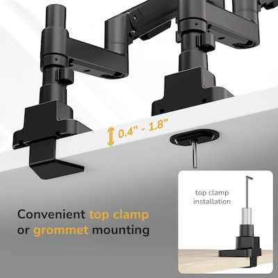 Mount-It! Adjustable Single Mount with Gas Spring Arm for Monitors up to 49", Holds up to 44 lbs., Matte Black (MI-12017)