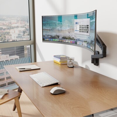 Mount-It! Adjustable Single Monitor Wall Mount for Monitors up to 49, Holds up to 44 lbs., Matte Black (MI-12018)