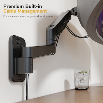 Mount-It! Adjustable Single Monitor Wall Mount for Monitors up to 49", Holds up to 44 lbs., Matte Black (MI-12018)