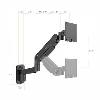 Mount-It! Adjustable Single Monitor Wall Mount for Monitors up to 49", Holds up to 44 lbs., Matte Black (MI-12018)