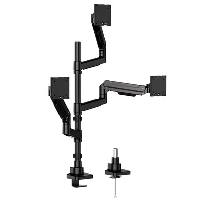 Mount-It! Adjustable Triple Stacking Monitor Mount for Monitors up to 49, Holds up to 44 lbs. per Arm, Matte Black (MI-12016)