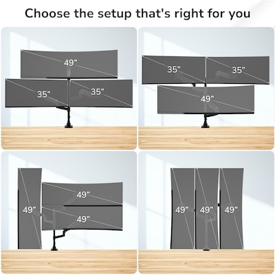 Mount-It! Adjustable Triple Stacking Monitor Mount for Monitors up to 49", Holds up to 44 lbs. per Arm, Matte Black (MI-12016)