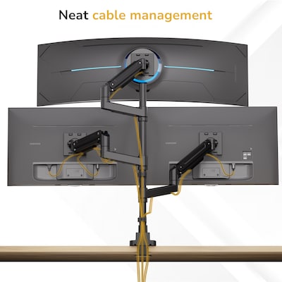 Mount-It! Adjustable Triple Stacking Monitor Mount for Monitors up to 49", Holds up to 44 lbs. per Arm, Matte Black (MI-12016)