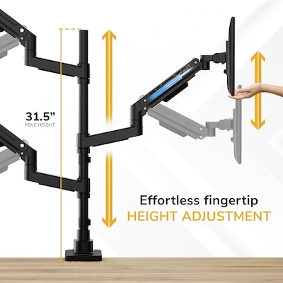 Mount-It! Adjustable Triple Stacking Monitor Mount for Monitors up to 49", Holds up to 44 lbs. per Arm, Matte Black (MI-12016)