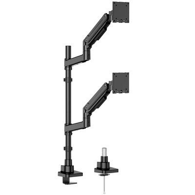 Mount-It! Adjustable Dual Stacking Monitor Mount for Monitors up to 49, Holds up to 44 lbs. per Arm, Matte Black (MI-12015)