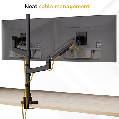 Mount-It! Adjustable Dual Stacking Monitor Mount for Monitors up to 49", Holds up to 44 lbs. per Arm, Matte Black (MI-12015)