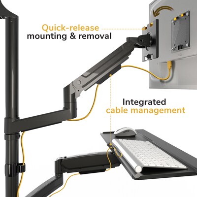 Mount-It! Adjustable Monitor Wall Workstation with Keyboard Tray & CPU Mount for Screens up to 49", Matte Black (MI-12021)
