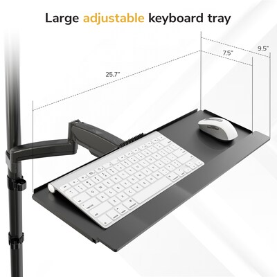 Mount-It! Adjustable Monitor Wall Workstation with Keyboard Tray & CPU Mount for Screens up to 49", Matte Black (MI-12021)