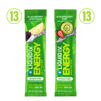Liquid I.V. Energy Multiplier Sugar-Free Strawberry Kiwi & Blackberry Lemonade Powder Drink Mix , 0.49 oz., 26/Pack (EHC73918)