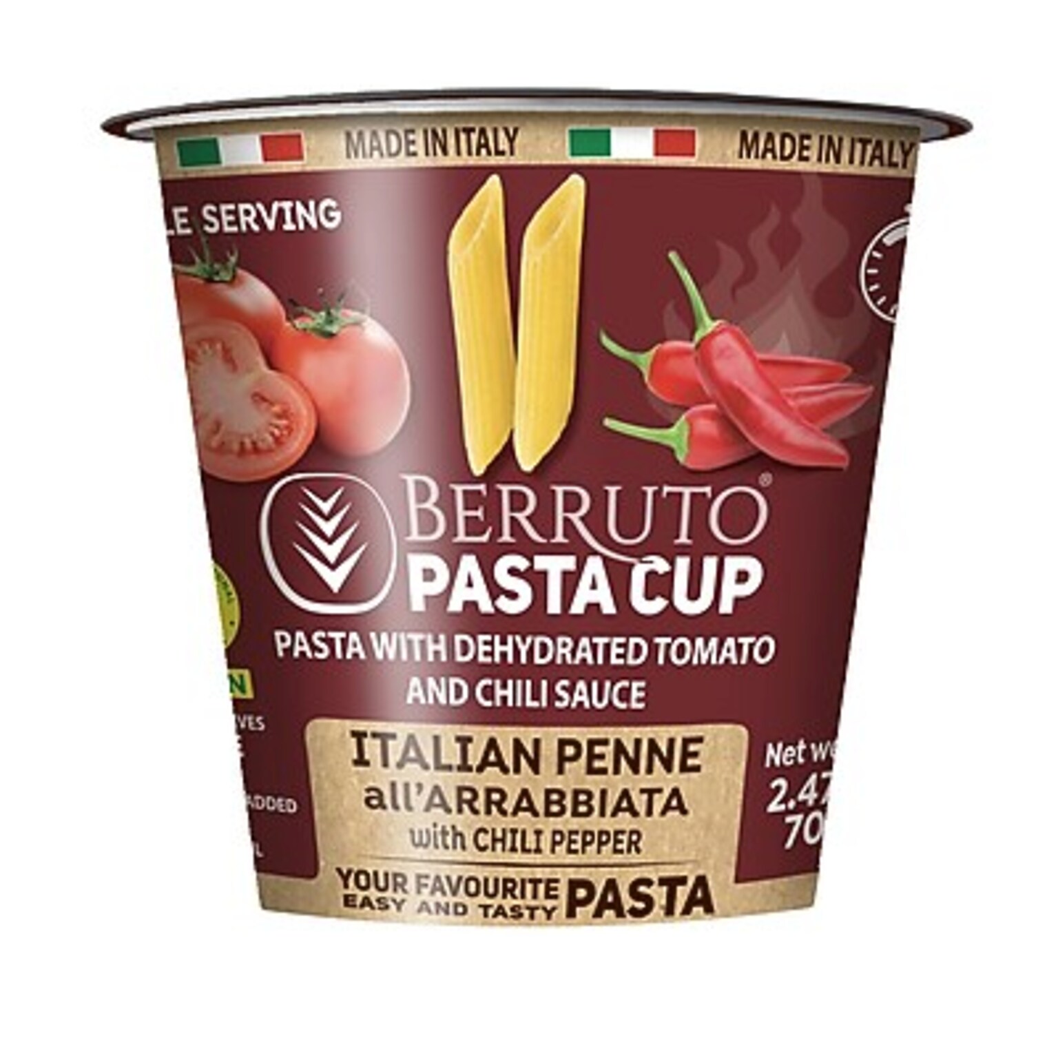 Berruto Italian Penne Ala Arrabbiata Pasta, 2.47 oz, 8/Pack (JAG07151)
