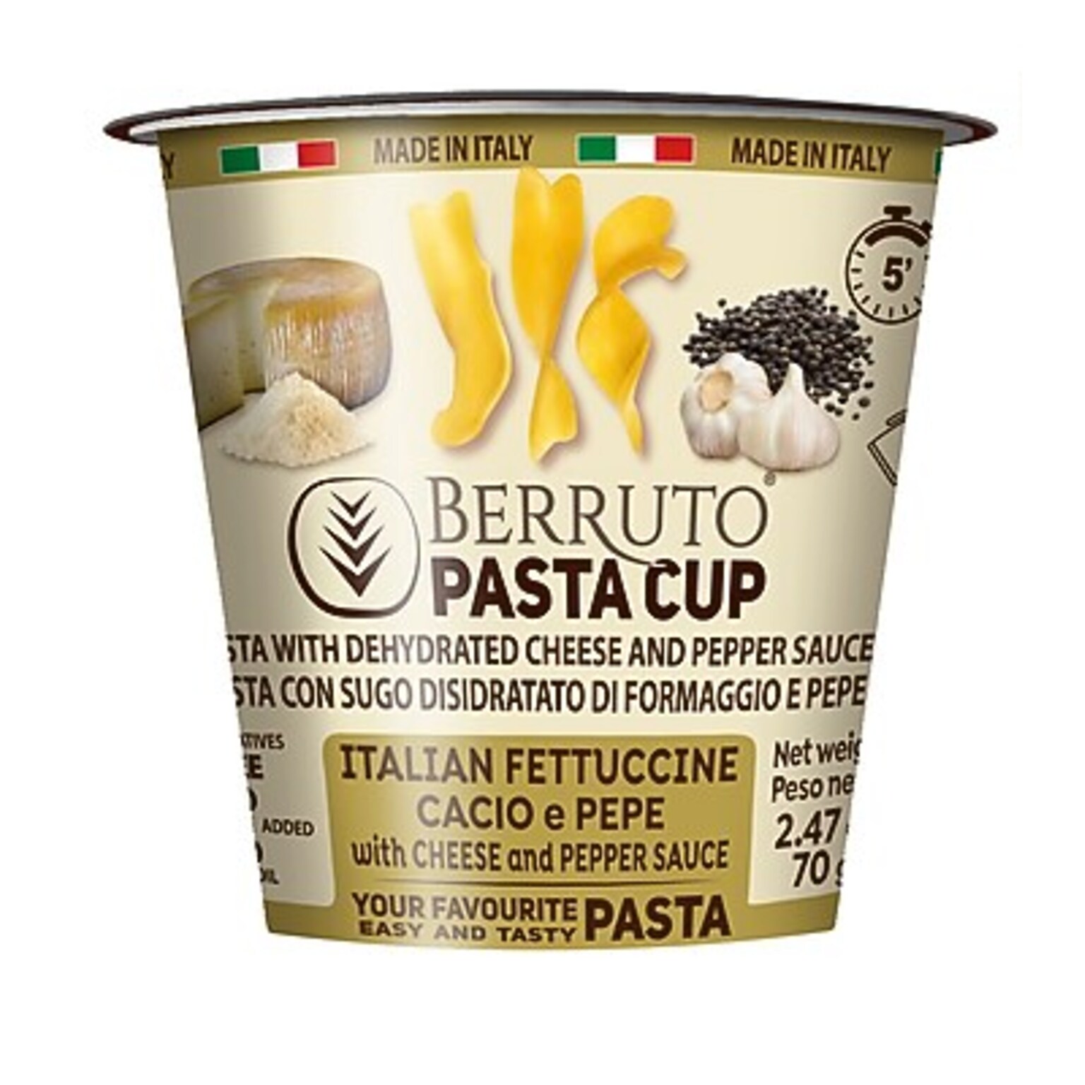 Berruto Italian Fettucine Cacio e Pepe Pasta, 2.47 oz, 8/Pack (JAG07050)