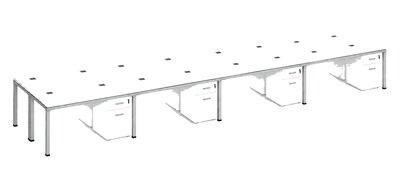 Boss Office Products Simple System 71W Desk with Pedestal, White, 8/Set (SGSD025-203-WT)
