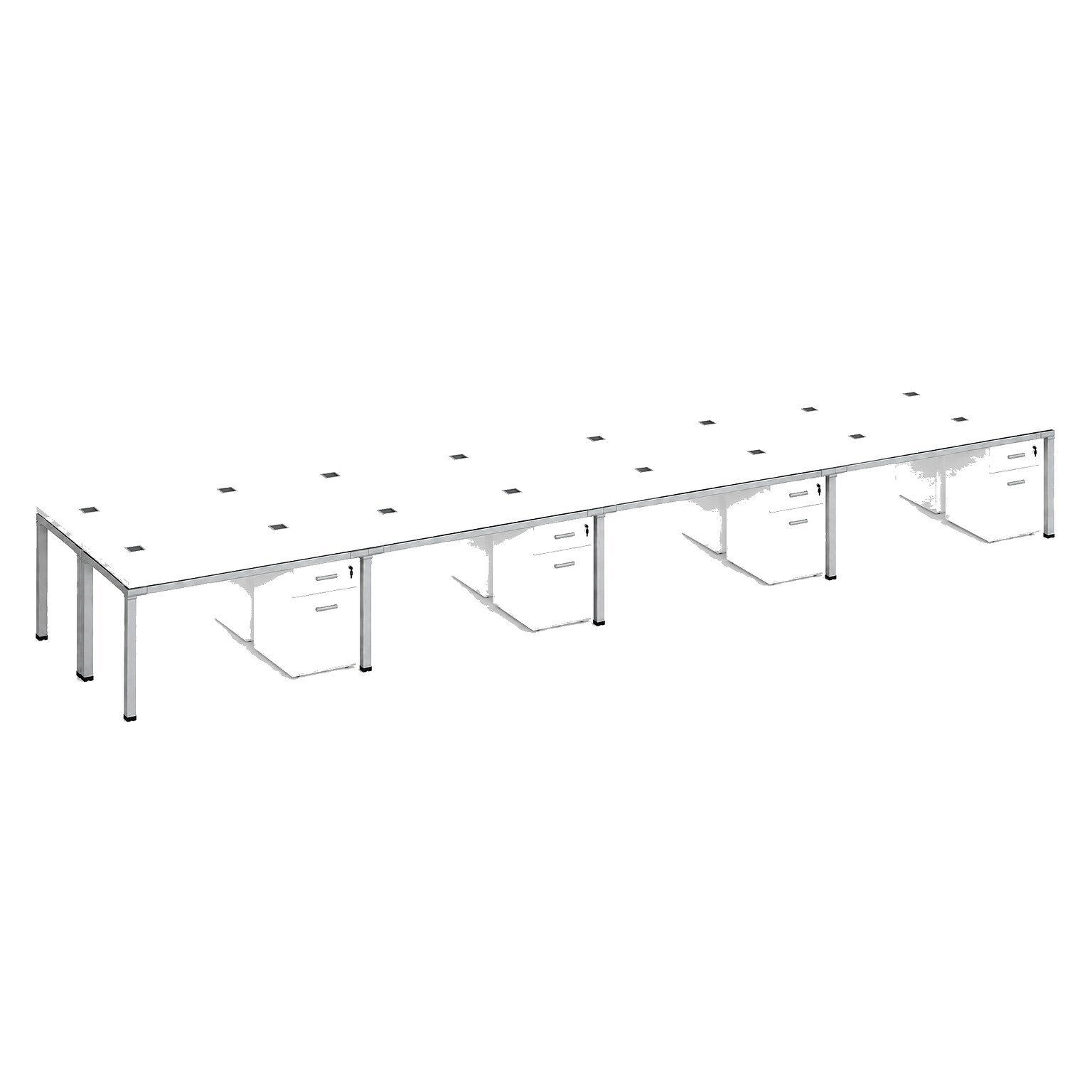 Boss Office Products Simple System 71W Desk with Pedestal, White, 8/Set (SGSD025-203-WT)