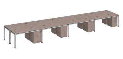 Boss Office Products Simple System 71W Desk with Pedestal, Driftwood, 8/Set (SGSD025-203)