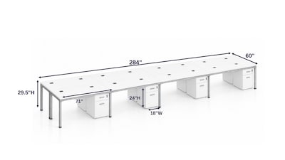 Boss Office Products Simple System 71W Desk with Pedestal, Driftwood, 8/Set (SGSD025-203)