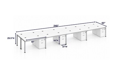 Boss Office Products Simple System 60W Desk with Pedestal, Driftwood, 8/Set (SGSD025-201)