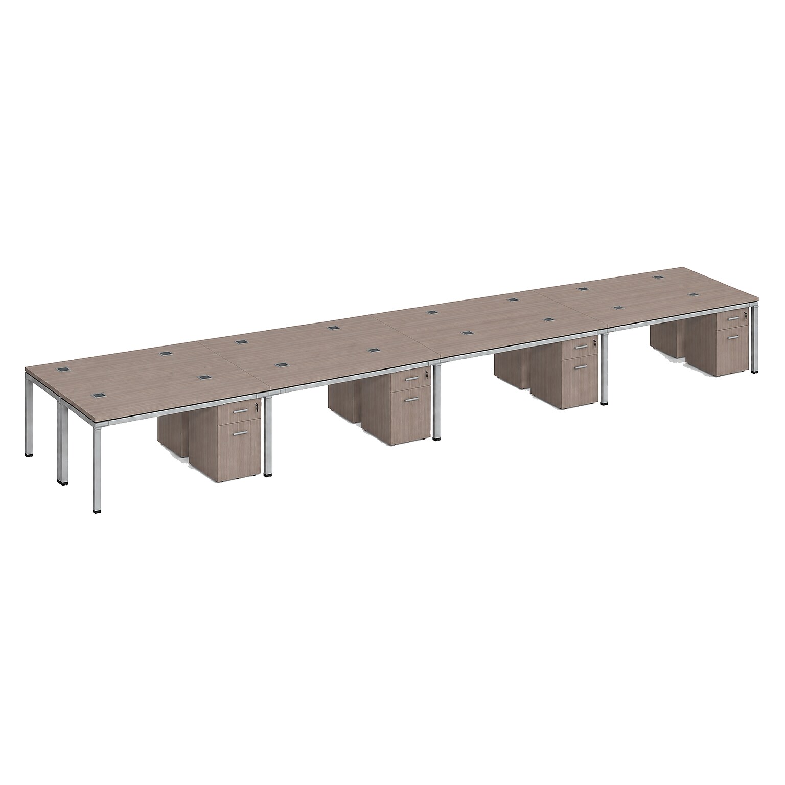 Boss Office Products Simple System 66W Desk with Pedestal, Driftwood, 8/Set (SGSD025-202)