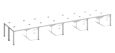 Boss Office Products Simple System 66W Desk with Pedestal, White, 8/Set (SGSD025-202-WT)