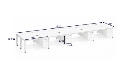 Boss Office Products Simple System 48W Desk with Pedestal, White, 8/Set (SGSD025-110-WT)