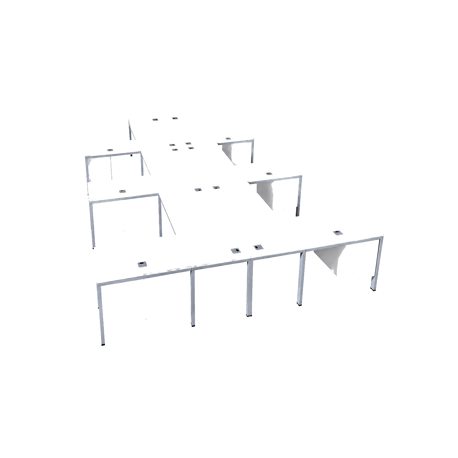 Boss Office Products Simple System 71W L-Shaped Desk with Pedestal, White, 6/Set (SGSD023-203-WT)